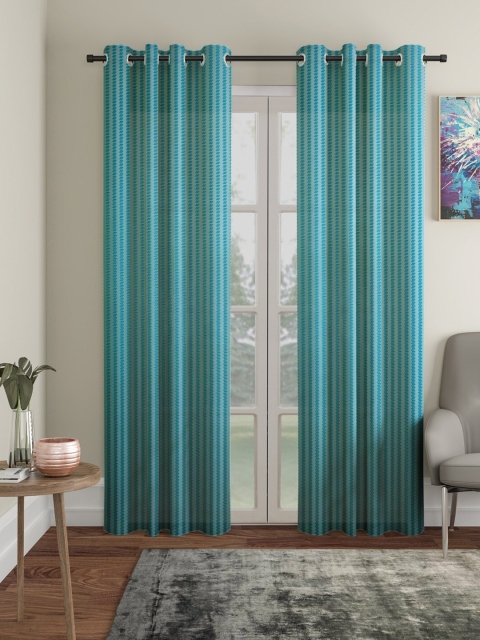 

Molly & Michel Set Of 2 Blue & White Striped Long Door Curtain