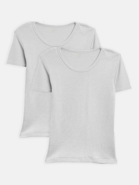 

Kanvin Boys Pack Of 2 Grey Solid Thermal Tops
