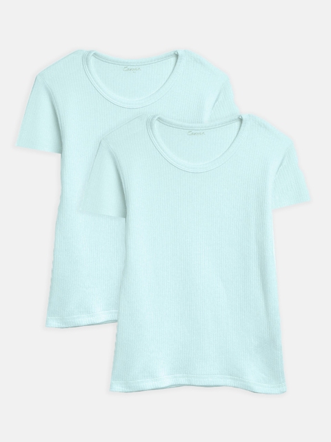 

Kanvin Boys Pack of 2 Blue Ribbed Thermal T-shirts