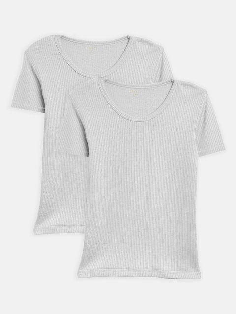 

Kanvin Boys Pack Of 2 Grey Ribbed Thermal T-shirts