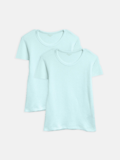 

Kanvin Boys Pack Of 2 Blue Solid Thermal Top