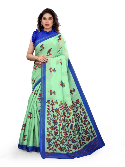 

KALINI Green & Blue Floral Bagh Saree