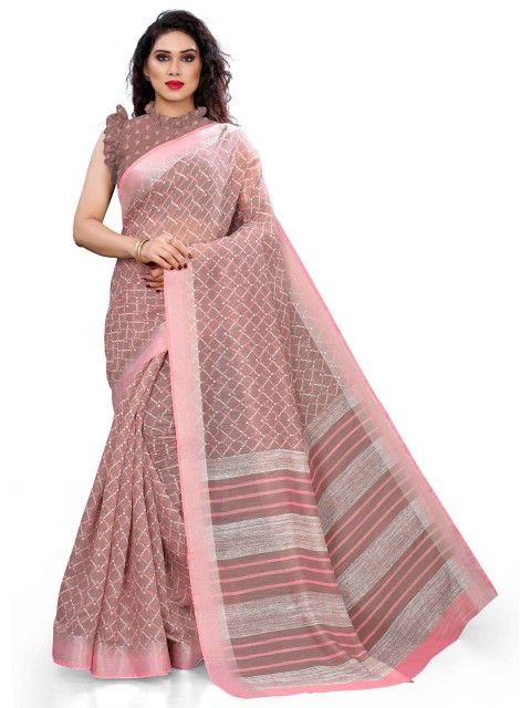 

KALINI Pink & White Printed Saree