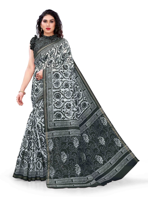 

KALINI White & Black Printed Saree