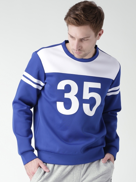 

Metersbonwe Blue Printed Colourblocked Sweatshirt