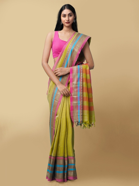 

Unnati Silks Green & Blue Pure Cotton Narayan Peth Saree