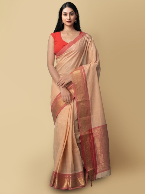 

Unnati Silks Brown & Red Gadwal Saree