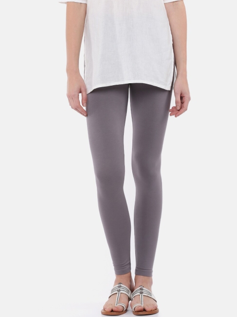 

De Moza Women Grey Solid Cotton Ankle-Length Leggings