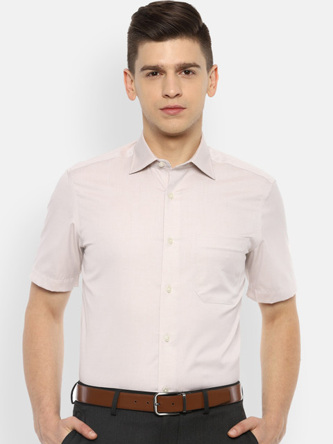 

Louis Philippe Permapress Men Beige Opaque Striped Formal Shirt