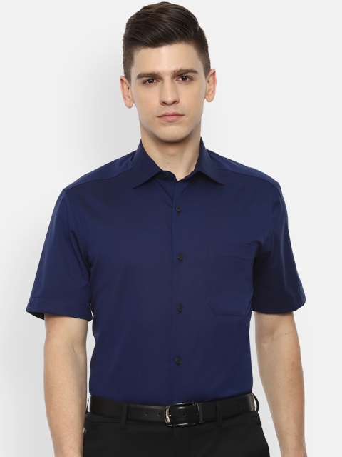

Louis Philippe Men Navy Blue Opaque Pure Cotton Formal Shirt