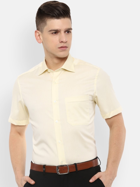 

Louis Philippe Men Yellow Solid Short Sleeves Formal Shirt