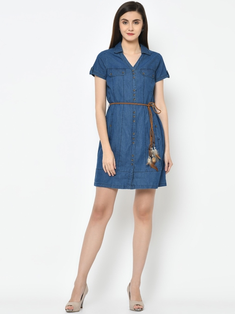 

Latin Quarters Blue Denim Shirt Dress with Belt