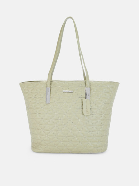 

Forever Glam by Pantaloons Green Geometric PU Oversized Structured Shoulder Bag with Quilted