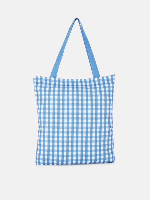 

Forever Glam by Pantaloons Blue Checked Striped Shopper Bag