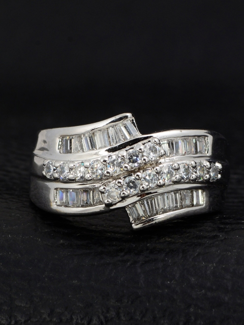 

Silgo Silver-Plated White Stone-Studded Finger Ring
