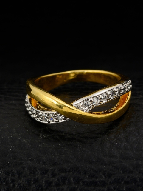 

Silgo Gold-Plated & White Stone Studded Finger Ring