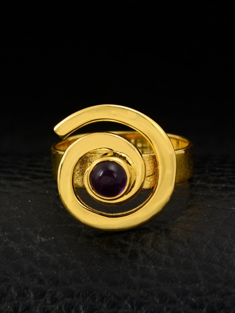 

Silgo Gold-Plated Purple Stone-Studded Finger Ring