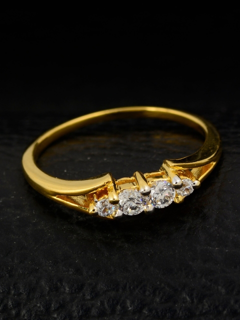 

Silgo Gold-Plated & White Stone-Studded Finger Ring
