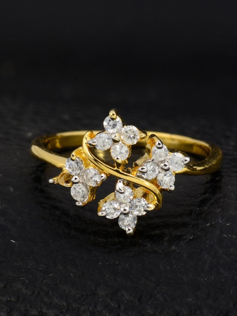 

Silgo Gold-Plated White Stone Studded Finger Ring