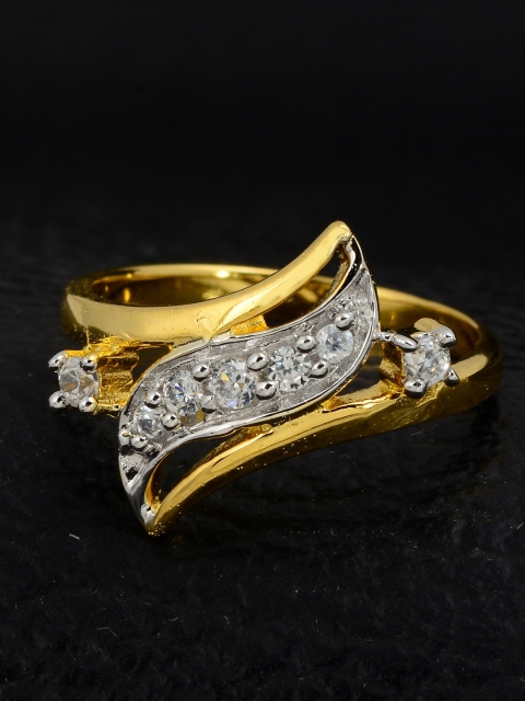 

Silgo Gold-Plated White Stone Studded Finger Ring