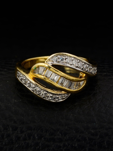 

Silgo Gold-Plated White Stone Studded Finger Ring