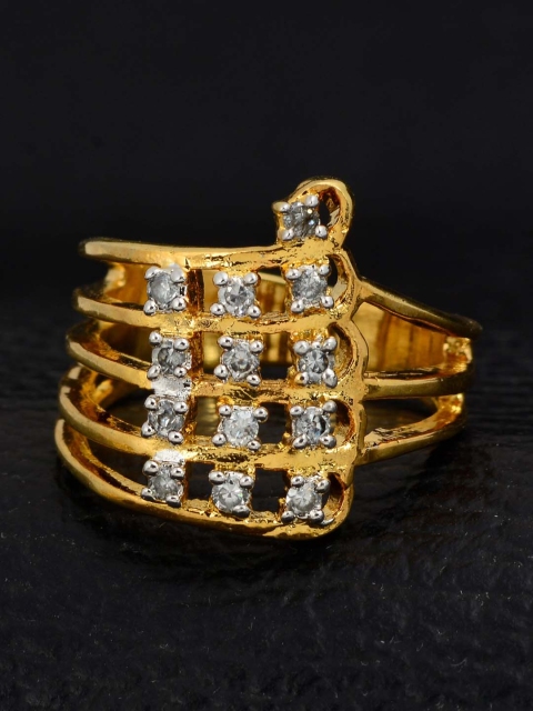 

Silgo Gold-Plated White Stone-Studded Finger Ring