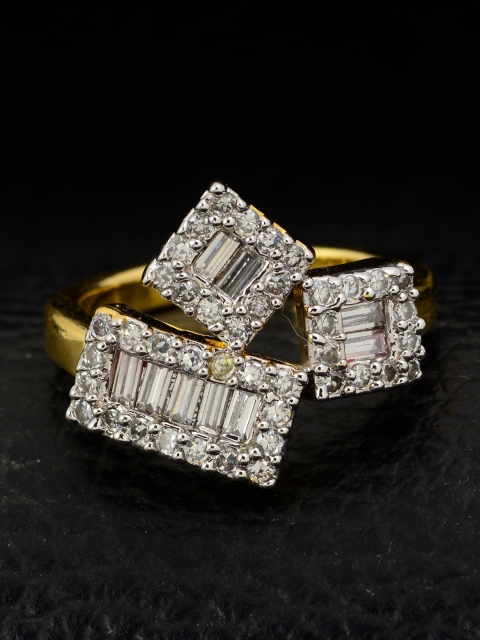 

Silgo Gold-Plated & White Stone-Studded Finger Ring