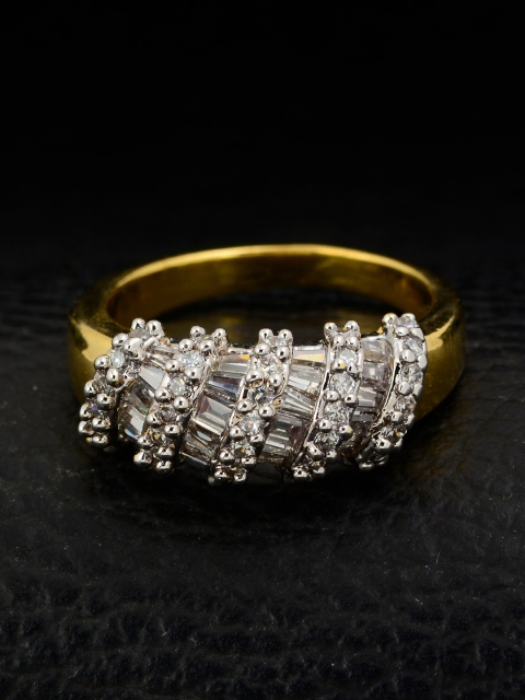

Silgo Gold-Plated White Stone Studded Finger Ring