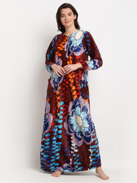 

NEUDIS Women Brown Printed Fleece Nightdress