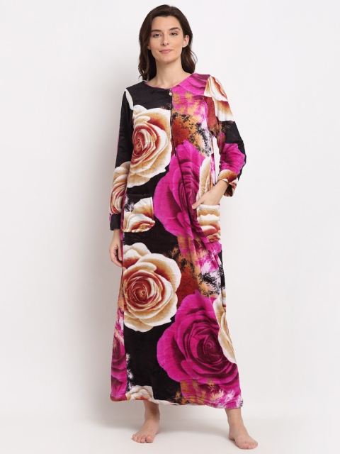 

NEUDIS Purple Printed Fleece Maxi Nightdress