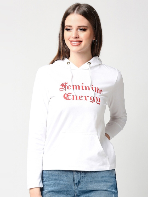 

Bewakoof Women White Typography Printed Applique T-shirt