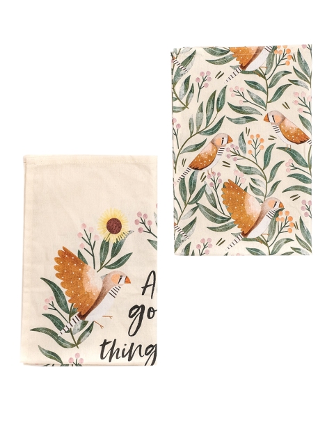 

happywagon Zebra Finch Set of 2 Tea Towels, Pink