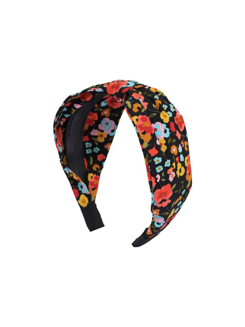 

BuckleUp Women Black & Red Floral Printed Lace Hairband With Knot Detail