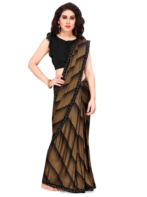 

KALINI Brown & Black Lycra Beads & Stones Lycra Designer Saree