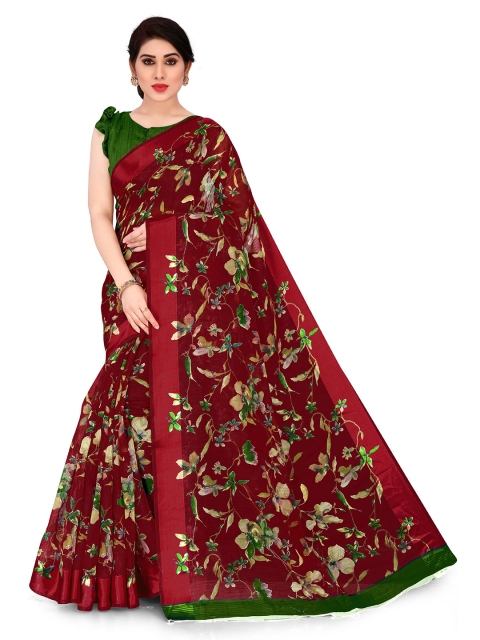

KALINI Red & Multicoloured Floral Printed Bagh Designer Saree