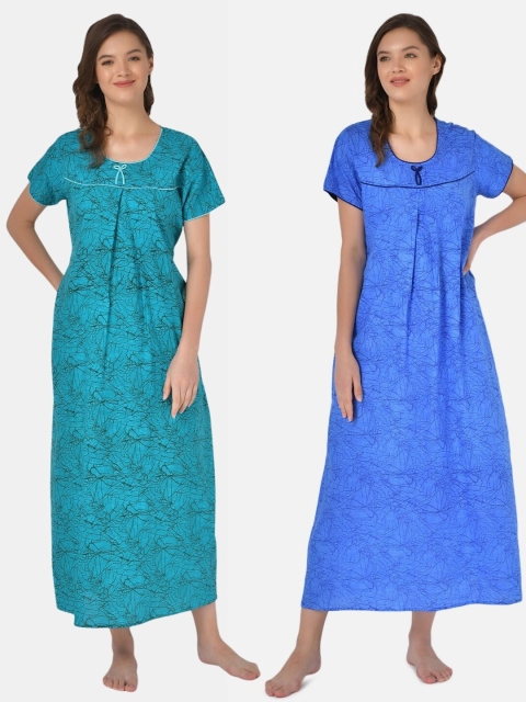 

Klamotten Blue & Green Pack of 2 Printed Maxi Nightdress