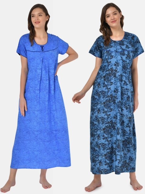 

Klamotten Women Blue Printed Nightdress Pack of 2