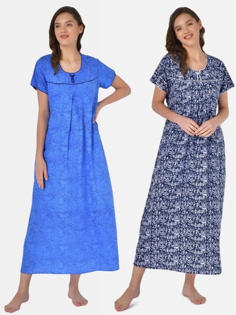 

Klamotten Woman Pack of 2 Blue Printed Maxi Nightdress