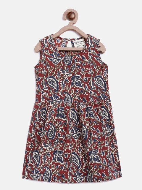 

InWeave Maroon Ethnic Motifs A-Line Dress
