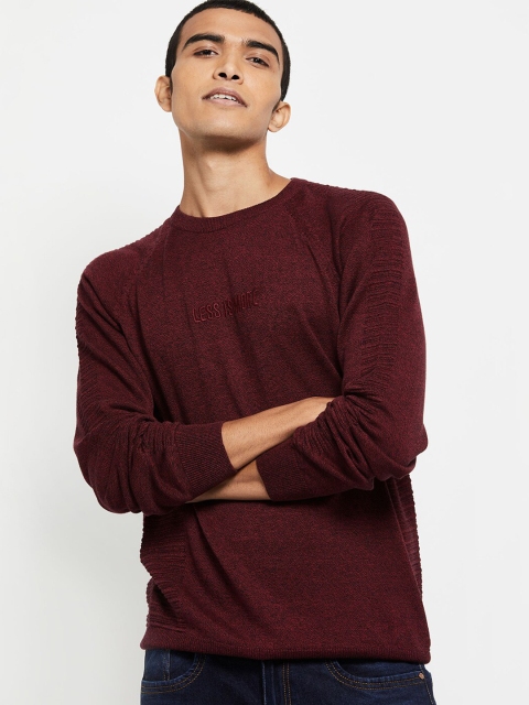 

max Men Maroon Sweater Pure Cotton Vest