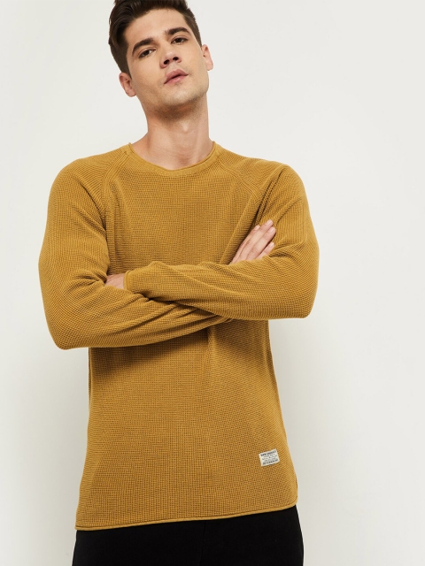 

max Men Mustard Sweater Pure Cotton Vest