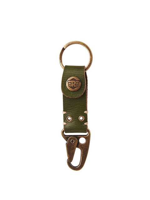 

Royal Enfield Olive Green & Gold-Toned Dog Hook Leather Key Chain