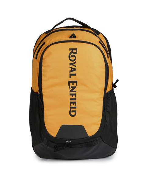 

Royal Enfield Unisex Black & Orange Typography Printed Backpack