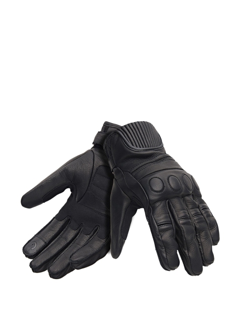 

Royal Enfield Men Black Solid Leather Rocker Gloves