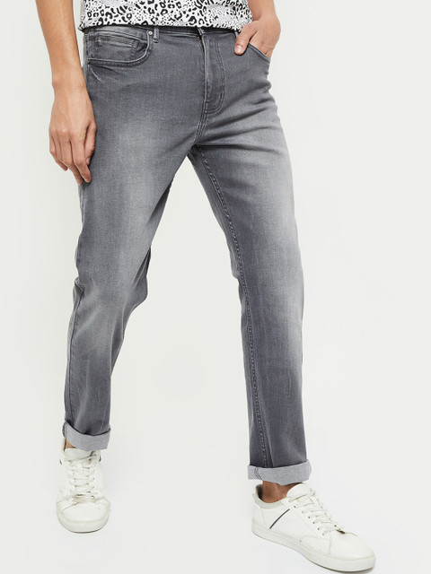 

max Men Grey Slim Fit Heavy Fade Stretchable Jeans