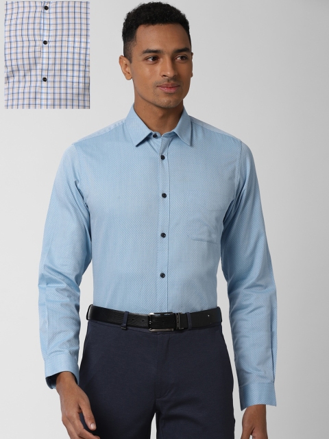 

Peter England Men Pack Of 2 Blue Slim Fit Tartan Checks Opaque Checked Formal Shirt