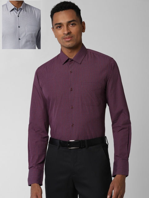 

Peter England Men Pack Of 2 Purple Slim Fit Micro Checks Opaque Checked Formal Shirt