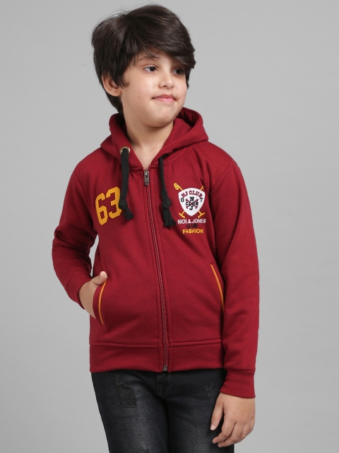

Nick and Jones Boys Maroon Applique Hooded Sweatshirt