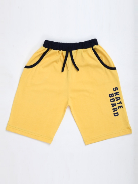 

Toonyport Boys Yellow Typography Printed Pure Cotton Regular Shorts