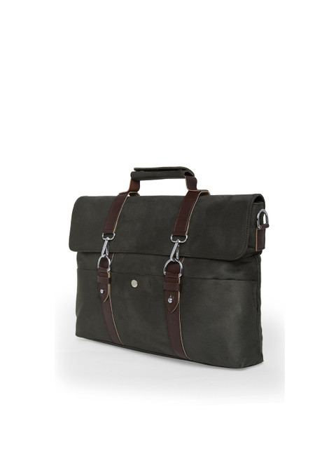 

MBOSS Unisex Green & Brown Canvas & Synthetic Leather Padded Laptop Bag